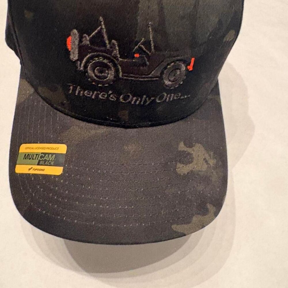 Vintage Jeep "There's Only One" Multicam Black Flexfit Hat L-XL